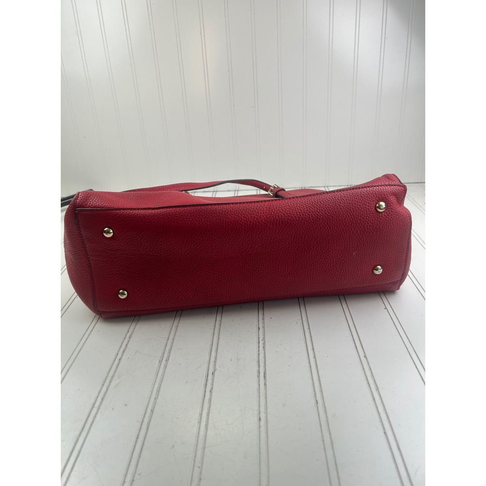Michael Kors Jet Set Travel Large Red Pebbled Leather East West Tote Bag - Picture 11 of 15